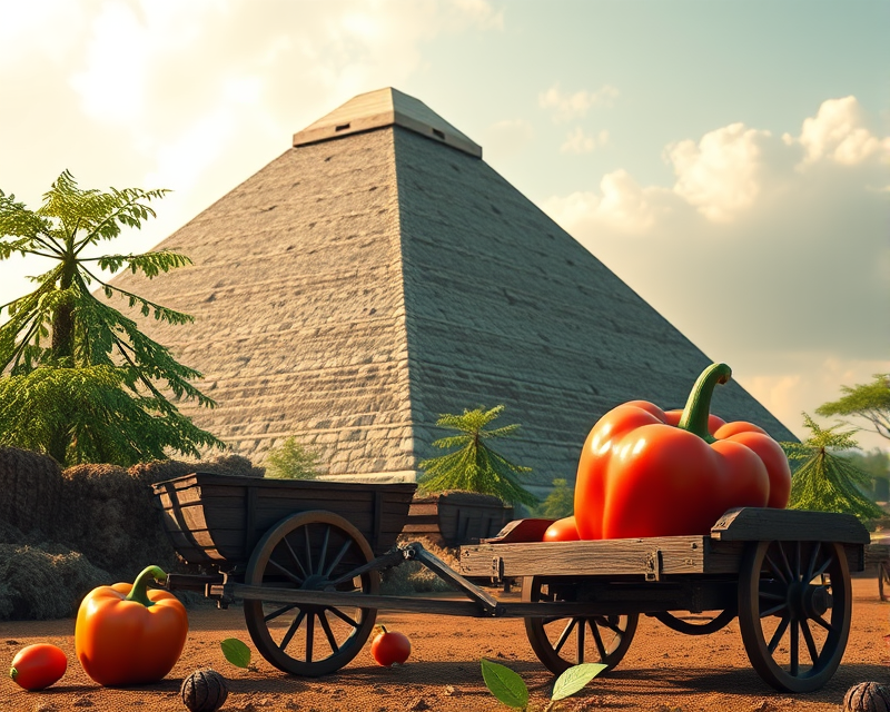 pyramid, bell pepper, wagon